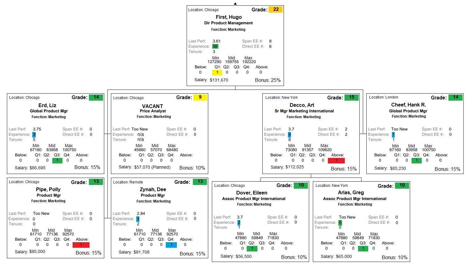 Org chart best practices: risks and gaps chart example