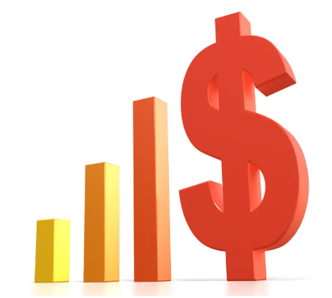 Bar graph with dollar sign illustrating merit pay distribution
