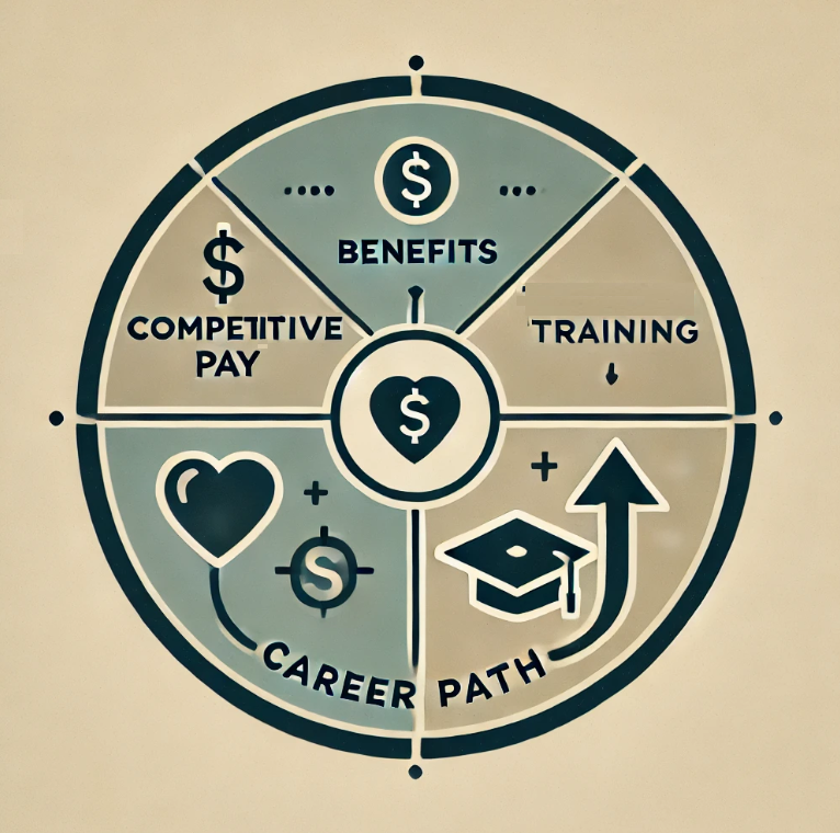 A veteran employee contributing to a team meeting as part of a veteran employee pay strategy.