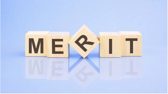 Merit spelled out using wooden blocks, symbolizing performance-based merit increases.