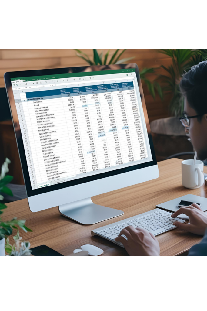 Computer screen with HRIS data on a spreadsheet showing data cleanliness