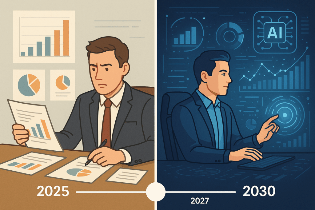 Marketing manager roles evolution from traditional campaigns to AI-powered customer intelligence by 2030
