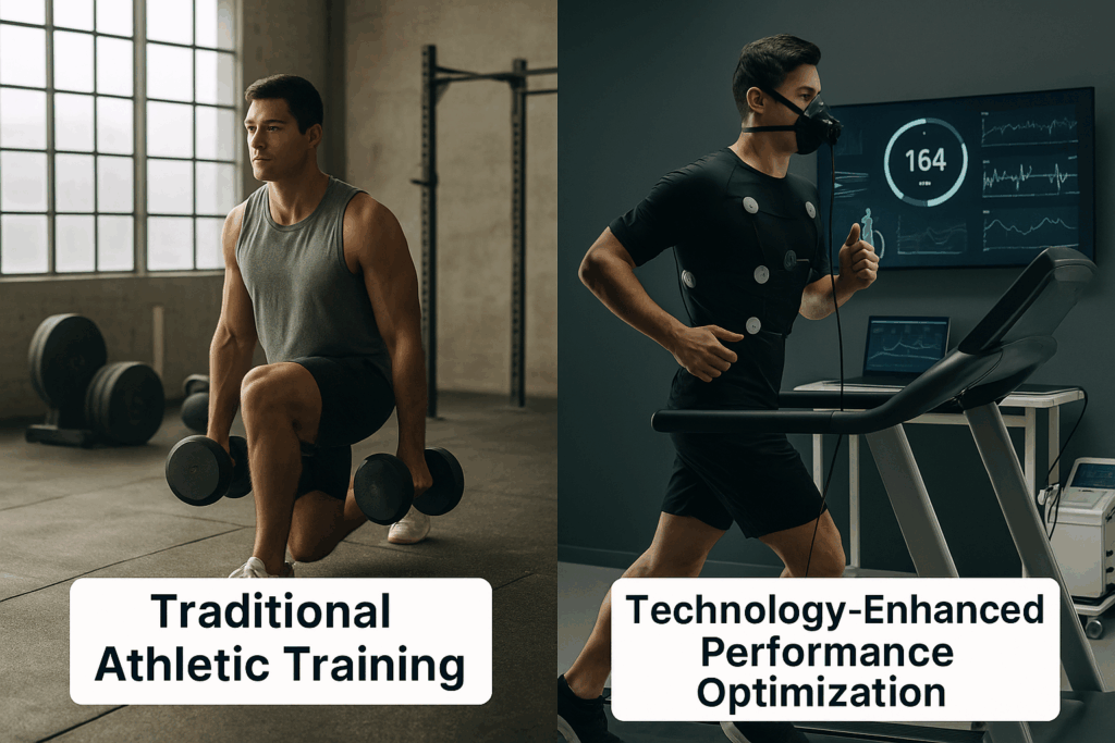 Comparison of traditional athletic training and technology-enhanced performance optimization in professional athlete roles