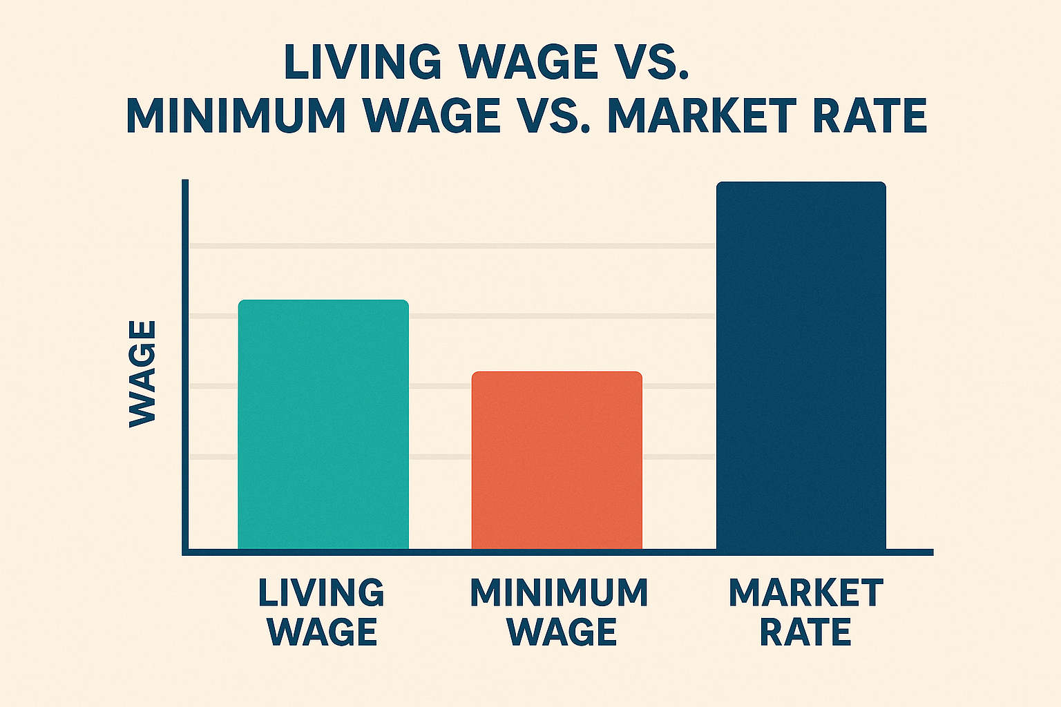 Living wage comparison chart showing three wage levels across different geographic regions