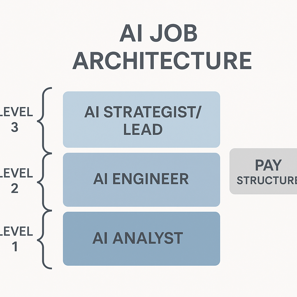AI job architecture diagram showing levels from analyst to engineer to strategist with pay structure