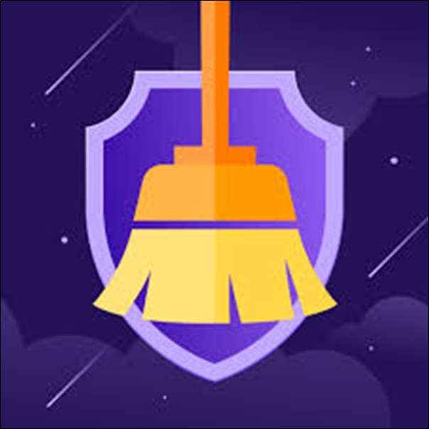 Shield with broom symbolizing employee data quality protection and clean employee master file maintenance